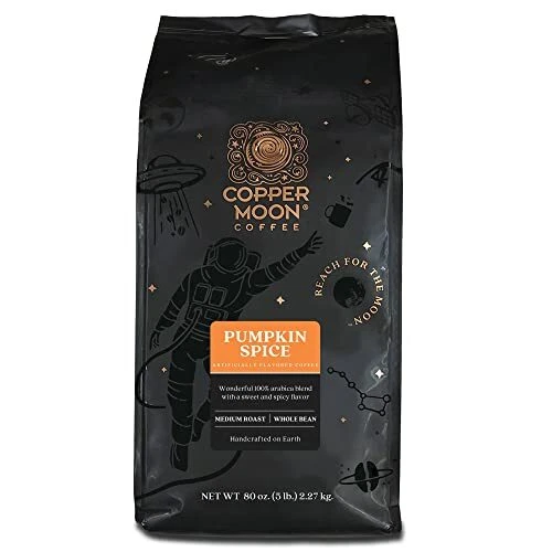 Copper Moon Whole Bean Coffee Medium Roast Pumpkin Spice Blend 5 Lb