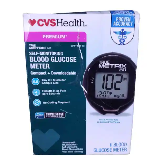 Medidor de glucosa en sangre autocontrolado CVS Health True Metrix 60 lancetas faltantes