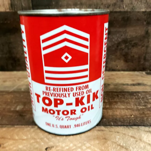 Vintage Top -  Kik Motor Oil Can Bank, Gas & Oil Service Station, One Quart
