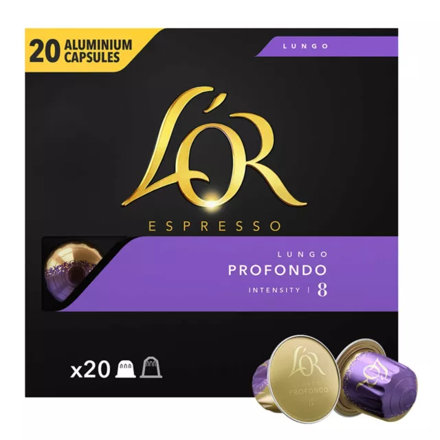 L'Or Coffee Pods | Lungo Profondo Intensity 8 Nespr | 3,6 Oz /104G
