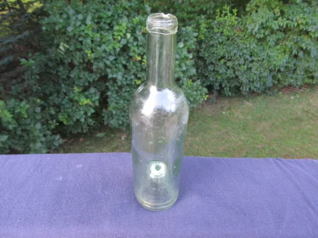 Vintage Free Blown Pontil Aqua Green Glass Rum Utility Bottle 3