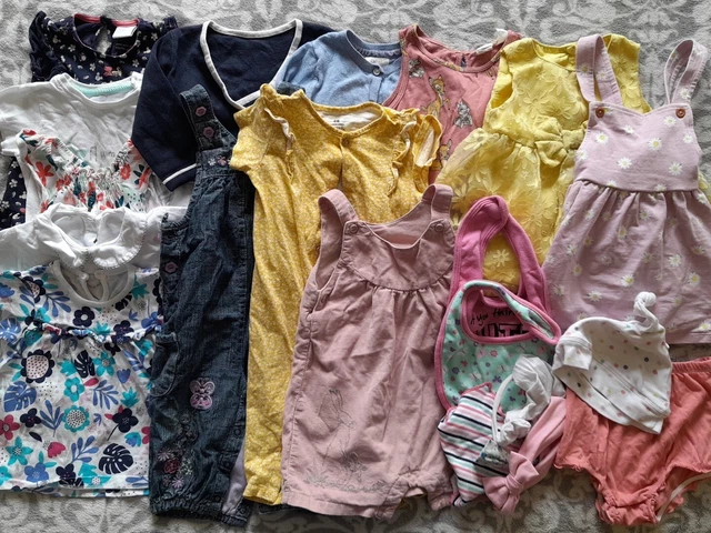 Girls Spring Summer Bundle Of Clothes 6-9 Months Inc Rompers Dresses Tops Cardis