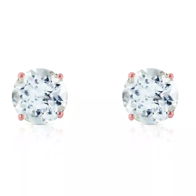 14K. Gold Stud Earring With Natural Aquamarines