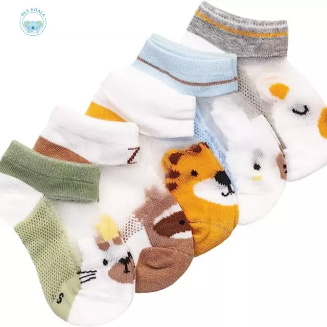 Ola Koala 5 Pairs Ultra Soft Cotton Thin Mesh Infant Baby Summer Socks