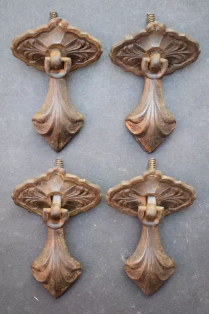 Set of 4 Reclaimed Art Nouveau Drawer Pull Handles old vintage antique knob door