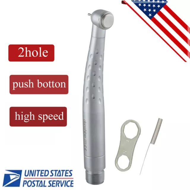 Denshine Dental High Speed LED Handpiece Large Torque Push Button 2 Hole 3 Spray