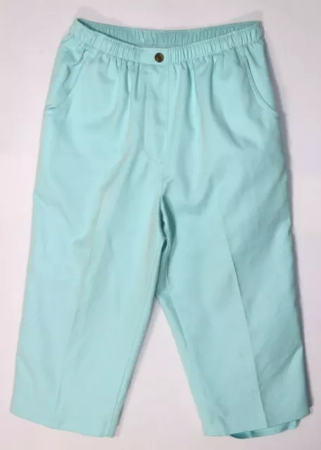 Alia womens pull on blue cropped capri pants, 100% polyester size 8 Petite (8P)