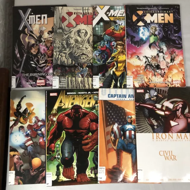 Marvel TPB Lot of 8 Extraordinary X-Men Avengers Superhero Trade Paperback Books