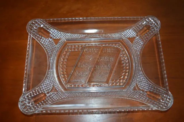 EAPG Adams & Co, "Give Us Our Daily Bread" Plate, Pressed Glass Curtain Tie Back