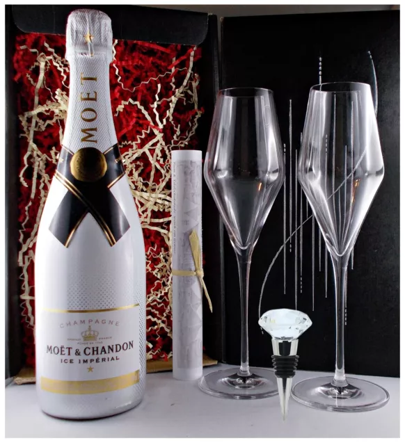Moet & Chandon Ice  Champagner + Flaschenverschluß Crystal + 2 Gläser Geschenk