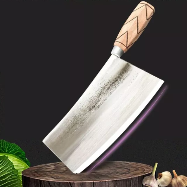 Cuchillo cuchilla hecho a mano acero forjado mango de madera tradicional chef carnicero corte