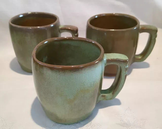 Frankoma Pottery Cups Prairie Green #5CL Large Mugs Great Shape! Cottagecore VTG