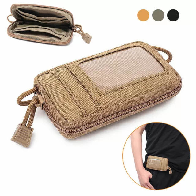 Khaki Tactical Waterproof EDC Mini Wallet Coin Card Bag Key Money Waist Pouch US