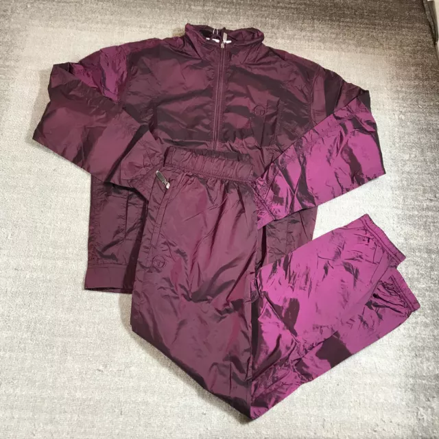 Sergio Tacchini Iridescent Tracksuit Mens Small S Purple Jacket Pants Grape Vine