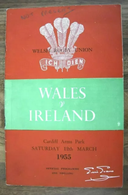 Five Nations Wales v Ireland 1955 Rugby Programme