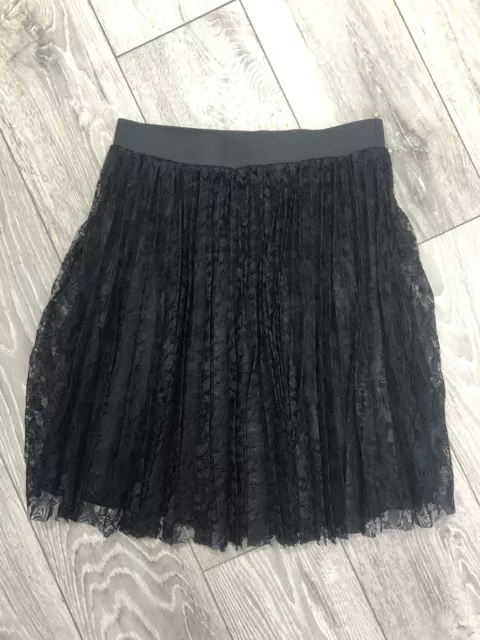 OASIS Ladies Black Pleated Floral Lace Lined Skirt Size Medium NEW Christmas