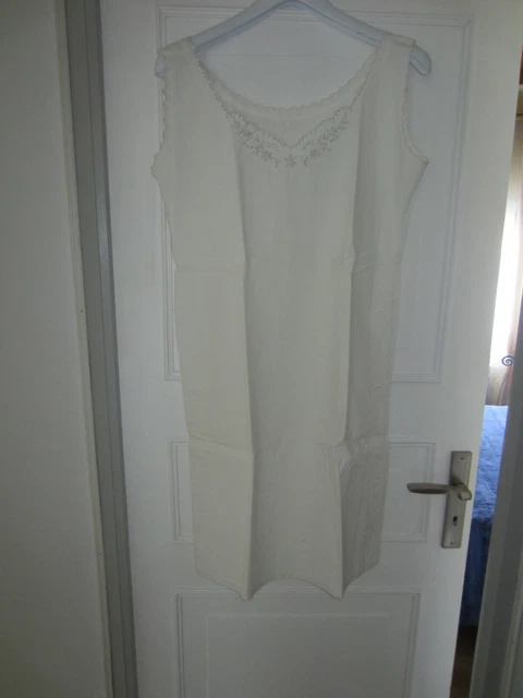 Ancienne Chemise De Nuit En Coton - Linge Ancien - Vintage Chemise De Nuit Femme