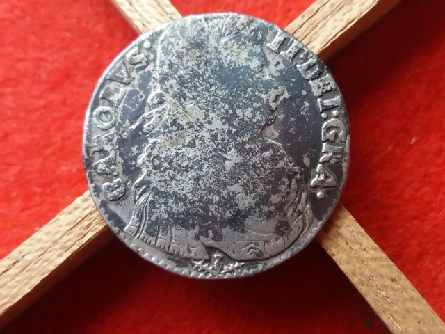 167? Charles II Scotland Milled Silver Merk PIN BADGE/BUTTON? 6.348 Grams RU07BA