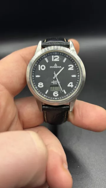 Dugena Herren Uhr 34mm Stahl Vintage | Rarität mit Funk | Zeitlose Eleganz!