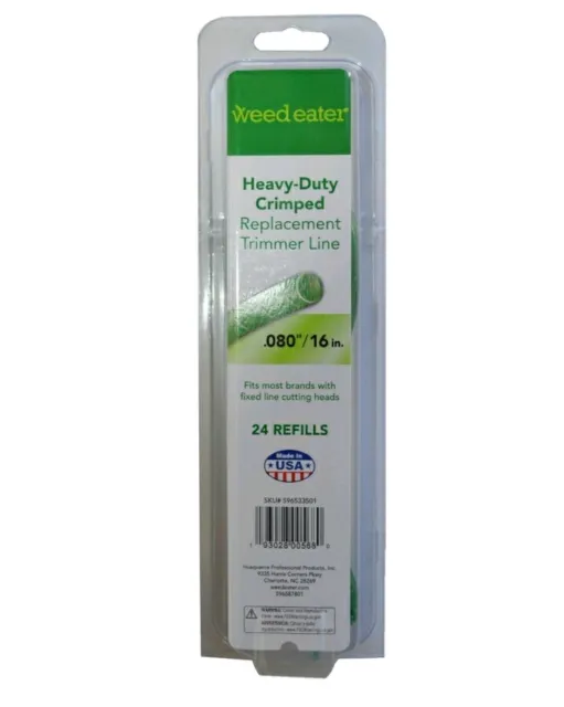 🆕 WeedEater .080"/16" Heavy Duty Refill Trimmer Line 24 Refills MADE IN 🇺🇸