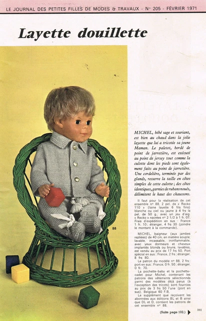 patron MODES ET TRAVAUX poupée Jean Michel - 10/1973