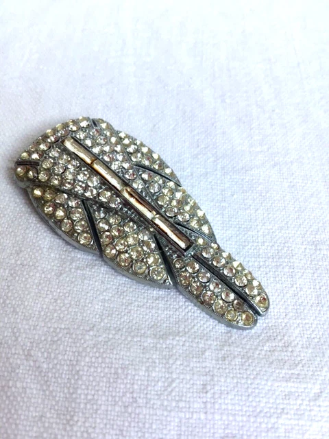 Broche Art Déco Strass Améthyste - Bijou Ancien Vintage