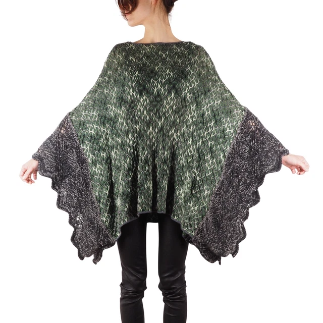 Missoni Vintage 90s Women Green Zig Zag Knit Poncho Coat Jacket size L / Large Missoni Vintage 90s Women Green Zig Zag Knit Poncho Coat Jacket size L / Large