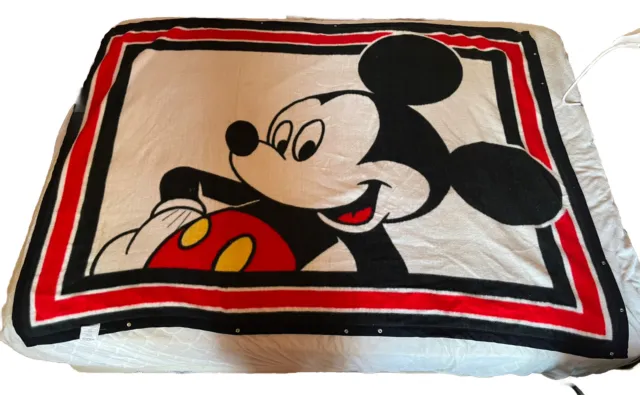 Walt Disney Mickey Mouse Biederlack Clone Reversible Blanket Warm Throw 68”x52” 2