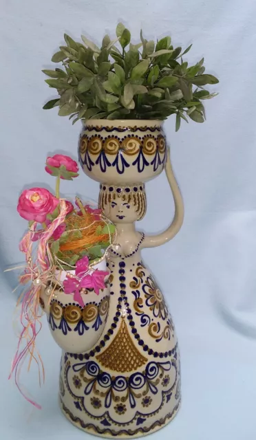 2 Stockwerke Blumenvase , Übertopf Keramik Topf, Blumenfrau, Blumenübertopf S471 2