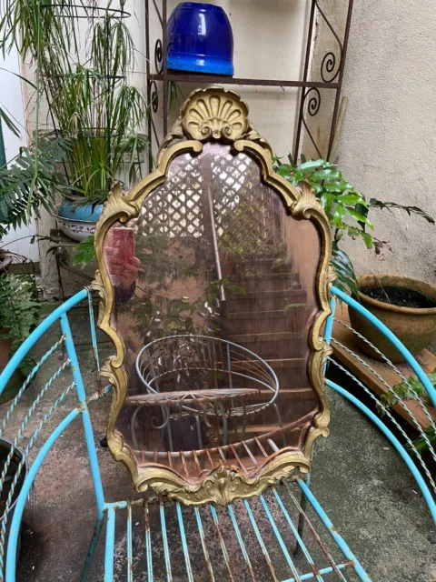 Vintage Victorian Gold Mirror with Rose Tinted Glass