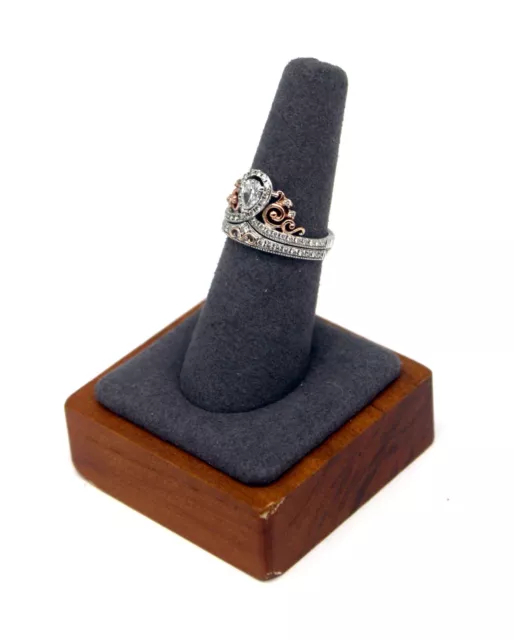 Disney Enchanted Princess Tiara Bridal Engagement Ring & Band 14k Gold Diamond 3