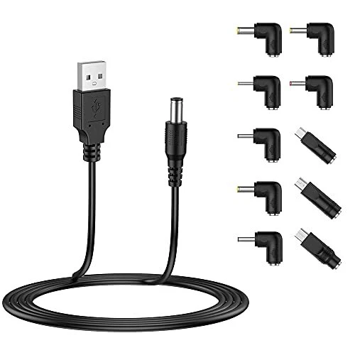 Câble d'alimentation USB DC 5 V câble jack universel DC 55 x 21 mm avec 10 co...