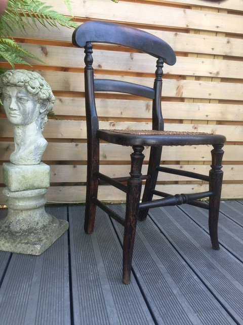 Antique Victorian childs ebonised mahogany nursery chair cane seat 1870’s