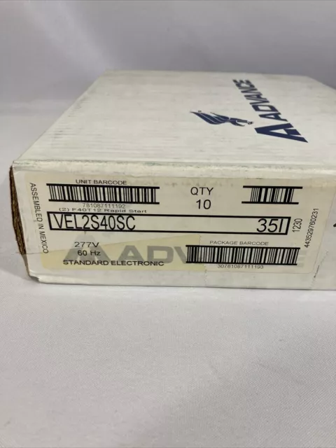 X10 Advance Philips Vel-2S40-Sc Electronic Ballast|2-Lamp|F40T12|40W T12|277V