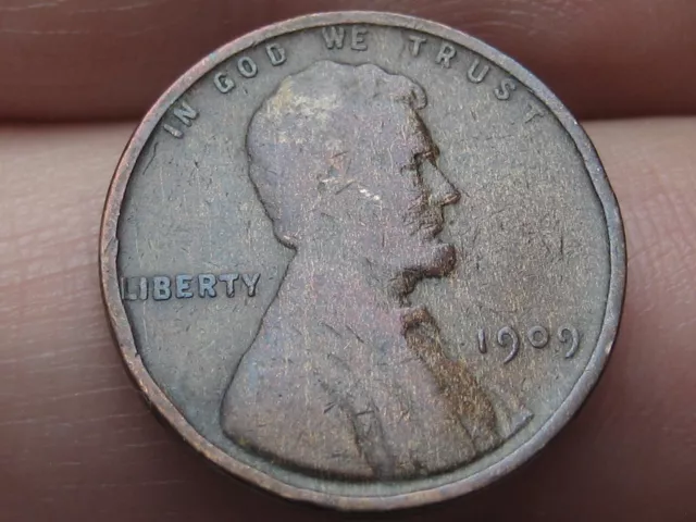 1909 VDB Lincoln Cent Wheat Penny- VG/Fine Details