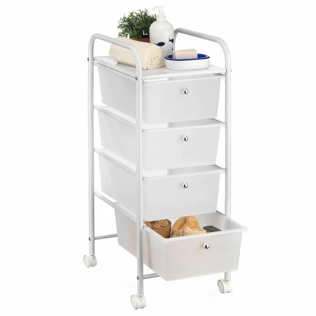 Meuble De Rangement Sur Roulettes IDIMEX - 6 Tiroirs Plastique, Métal Chromé (Neuf)