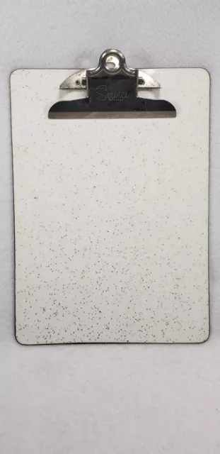 Vintage MCM Gold Silver Flake White Laminate Masonite Clipboard 9 X 12.5 Service