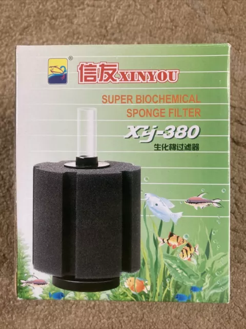 XY 380 Aquarium Bacto Surge Foam Sponge Filter Large Lit Up to 75 Gallons