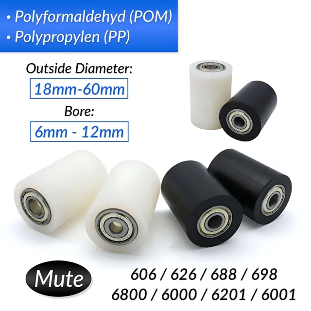 POM / PP Plastic Pulley Roller Wheel Bearing Mute Guiding Wheel Flat Belt Idler