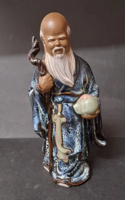 Vintage Chinese God Of Longevity Shou Lao Shou Xing Shiwan Mud Man _H- 21cms