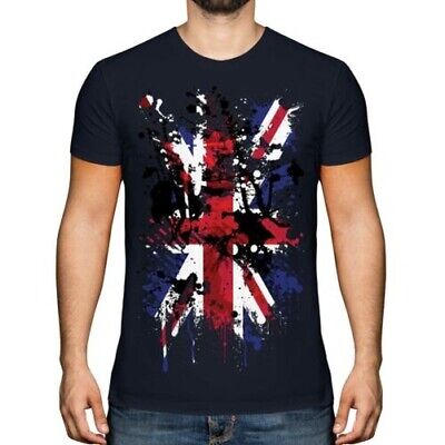 Union Jack Stampa Astratta T-Shirt Gran Bretagna Bandiera UK Regno Unito Maglia