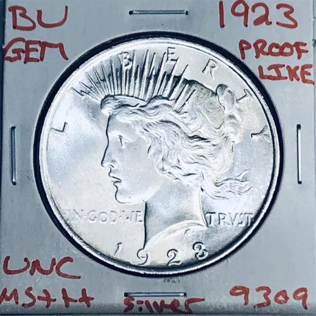 1923 P Bu Gem Peace Silver Dollar Unc Ms+++ Pl U.s. Mint Rare Coin 9309