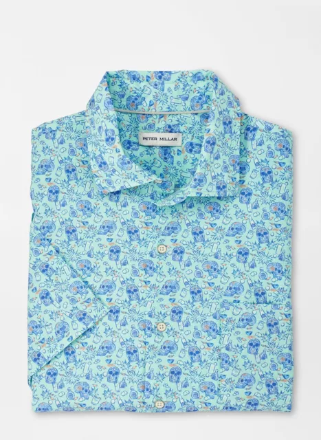 NEW - Cowboy Cantina Cotton-Stretch Sport Shirt in Icy Mint by Peter Millar