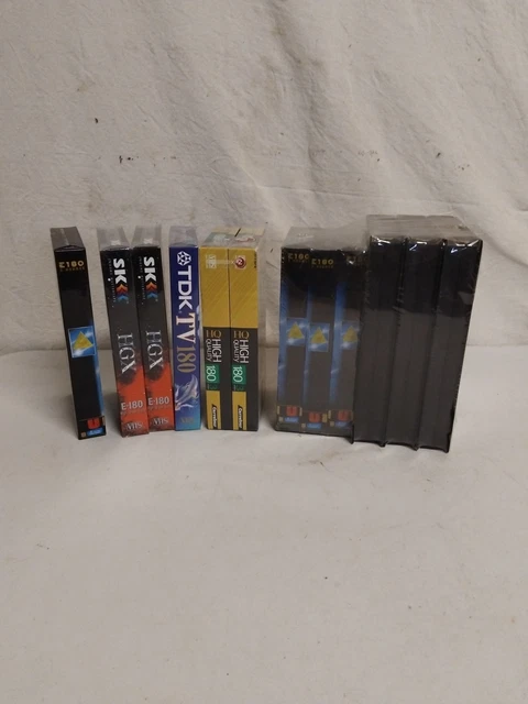 Lot De 8 Cassettes VHS Vierges – E180 Et E120 – Sony TDK BASF JVC – Sous Blister