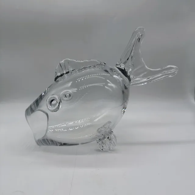 Vintage Blenko Style Hand Blown Art Glass Fish Vase