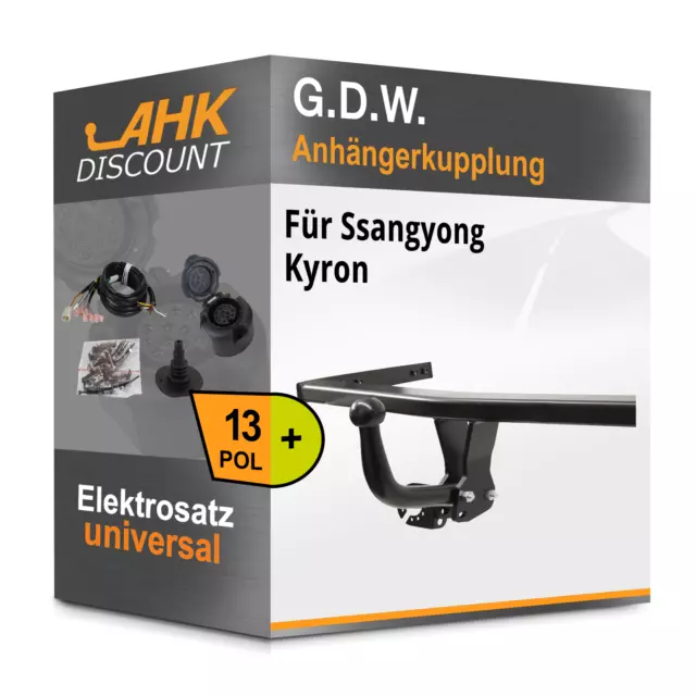 Für Ssangyong Kyron 2005-2014 G.D.W. Anhängekupplung starr + 13polig E-Satz NEU