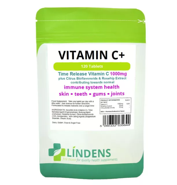 Lindens Vitamine C 1000mg 120 Comprimés avec Églantier & Bioflavonoïdes