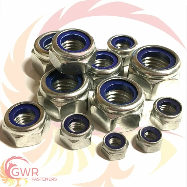 M3 M4 M5 M6 M8 M10 M12 T Type Nyloc Nuts Nylock Nylon A2 Stainless Steel Din 985