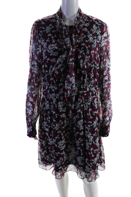 Diane Von Furstenberg Women's Long Sleeve V-Neck Abstract Maxi Dress  Purple 12
