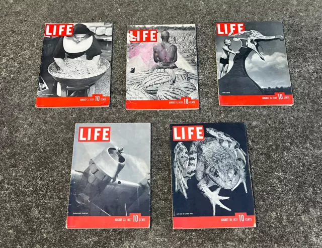 Life Magazine 1937 Full Month August Lot Complete Aug 2 9 16 23 30 Look Wow!